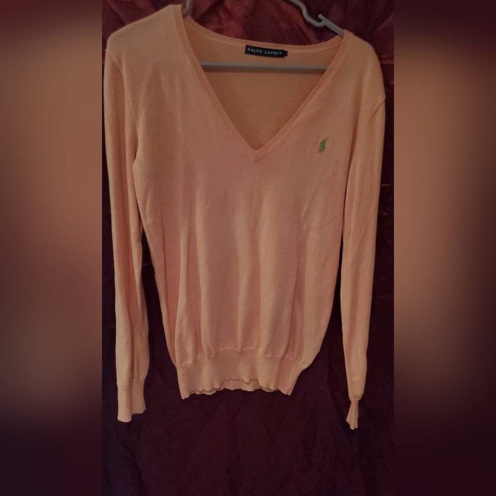 Ralph Lauren Women's V-Neck Sweater - Light Coral